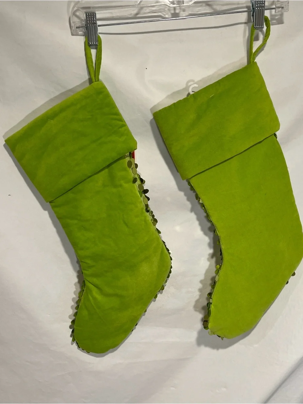 Holiday Sequin Christmas Stocking in Lime Green - Pack of 2